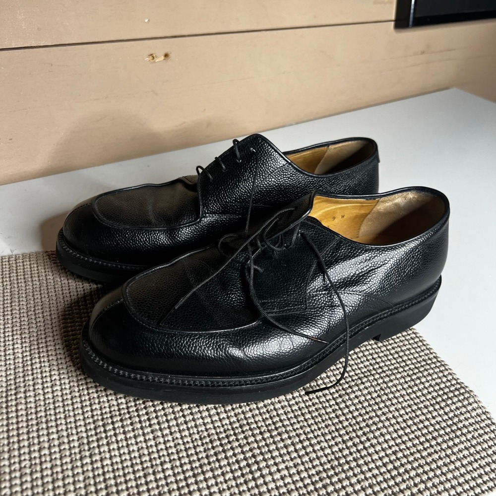 Bruno Magli Renato Black Pebble Grain Leather Split Toe Derby Shoes Mens 9 W